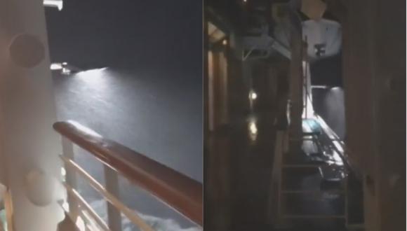Pasajeros del crucero "Empress of the Seas de Royal Caribbean", fueron sorprendidos por el huracán Michael. | Foto: Twitter / Captura