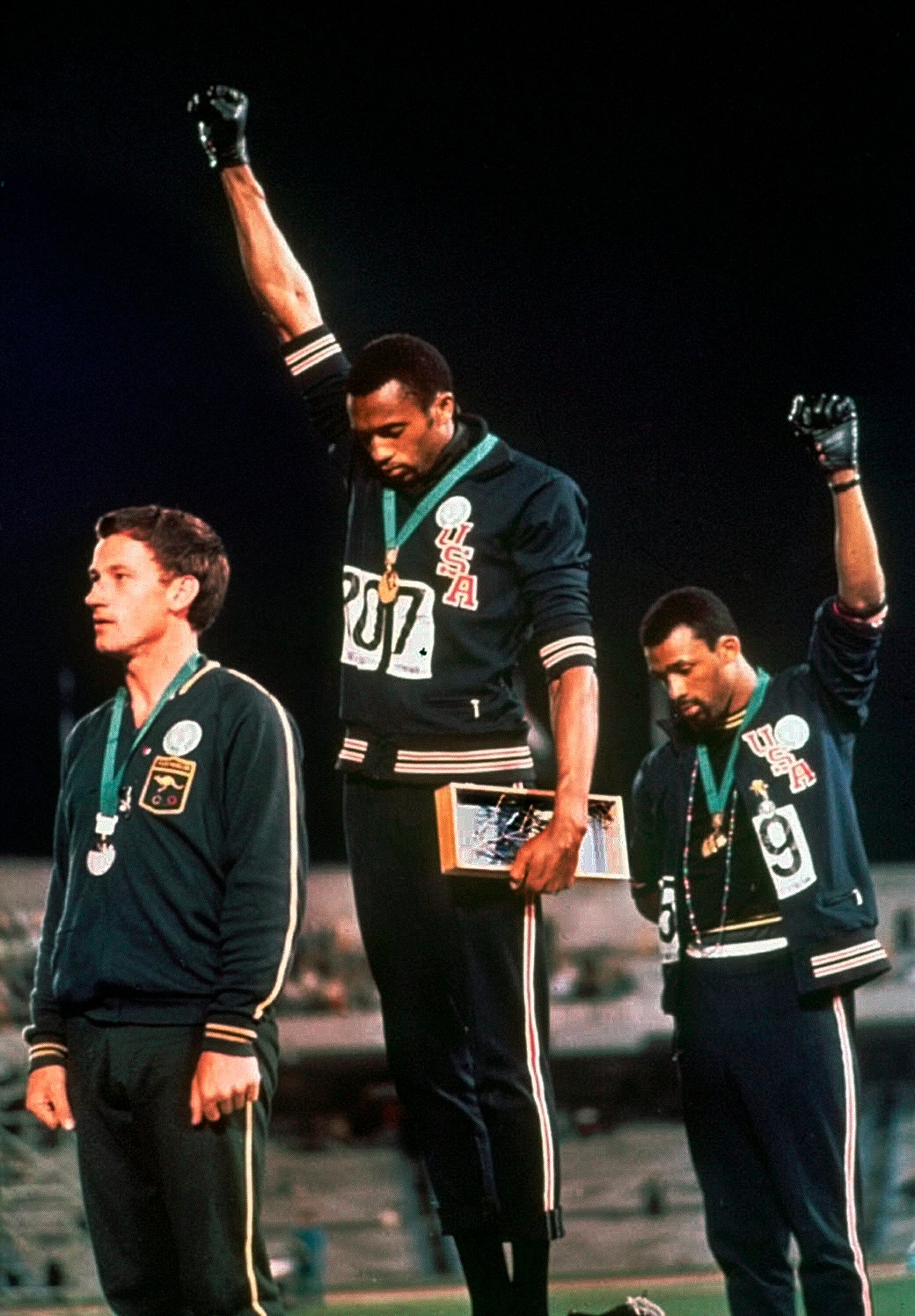 The most significant gesture of protest of the Olympic Games occurred in Mexico in 1968 when two American athletes raised their fists to protest against racism in their country.  (AP Photo / File)