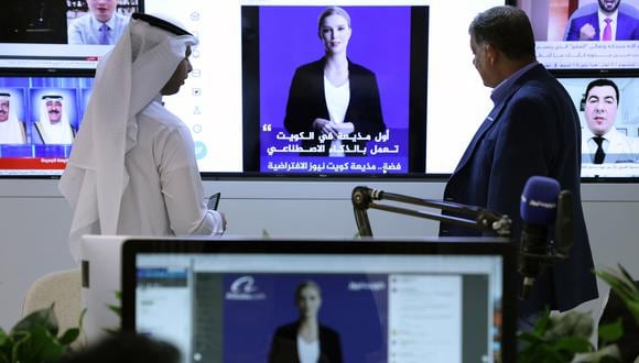 Fedha, la presentadora de televisión virtual creada con inteligencia artificial en Kuwait.