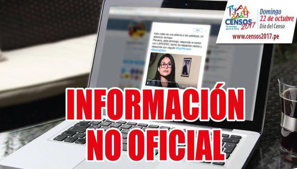 El INEI aclaró que únicos medios utilizados para difundir información sobre el Censo 2017 son sus canales oficiales institucionales (página web, Youtube, Facebook, Twitter, Whatsapp y Aló Censos).
