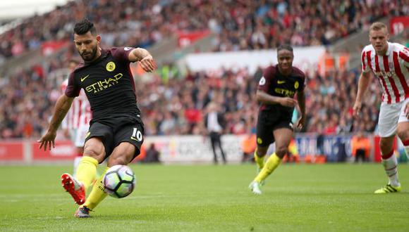Manchester City goleó 4-1 a Stoke con doblete del 'Kun' Agüero