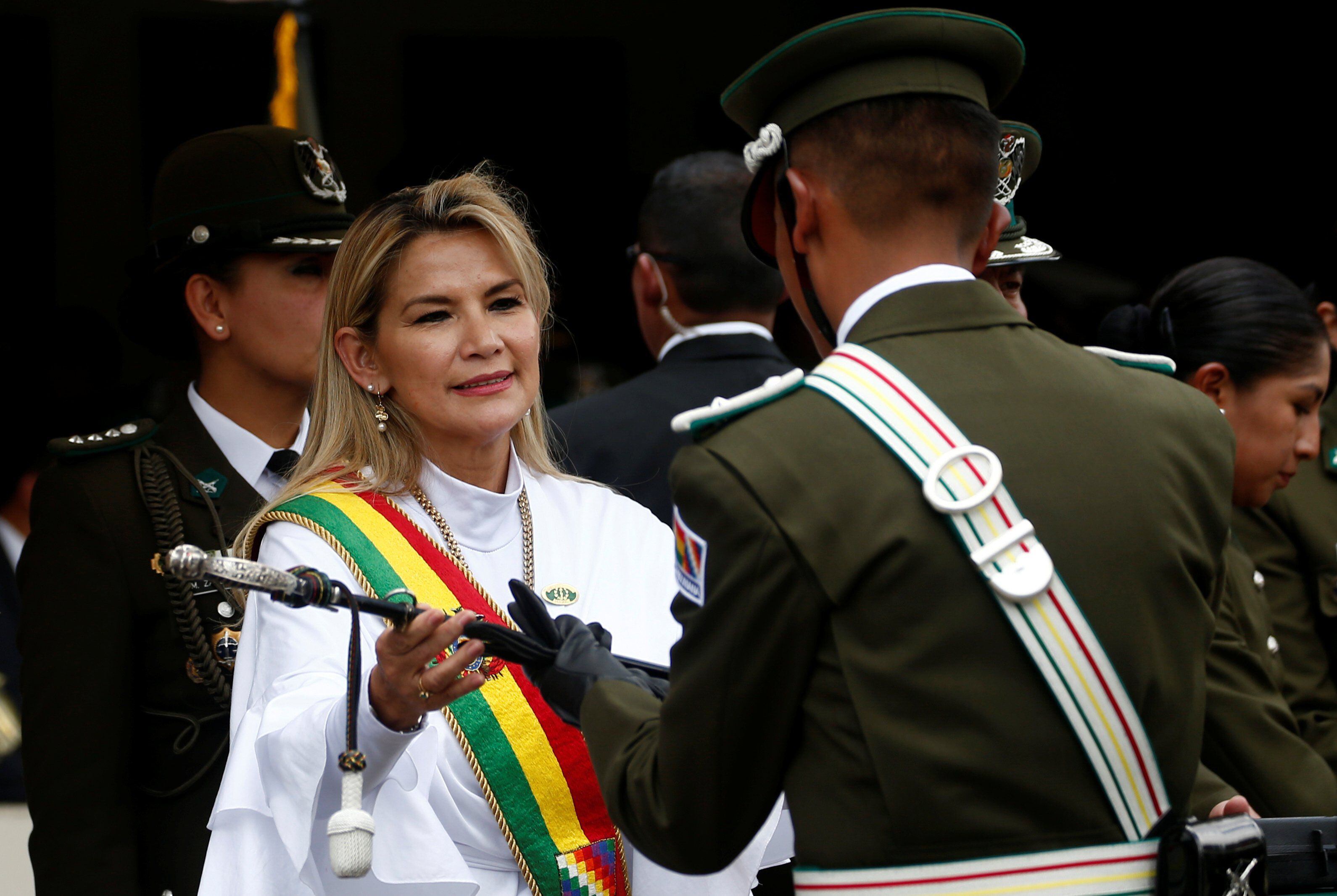 The interim president of Bolivia, Jeanine Áñez, at the inauguration ceremony, on November 26, 2019. REUTERS 