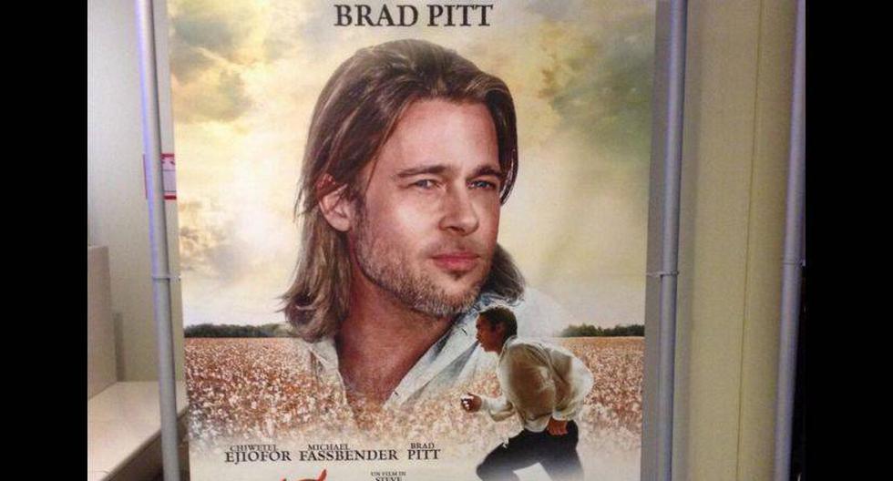 El polémico poster resalta el papel de Pitt sobre el del protagonista del filme, Eijofor. (Foto: @robsalerno)
