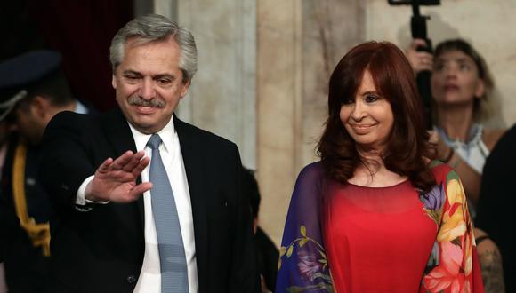 El presidente de Argentina Alberto Fernández junto a su vicepresidenta Cristina Kirchner. (AFP / AFP PHOTO / ALEJANDRO PAGNI).