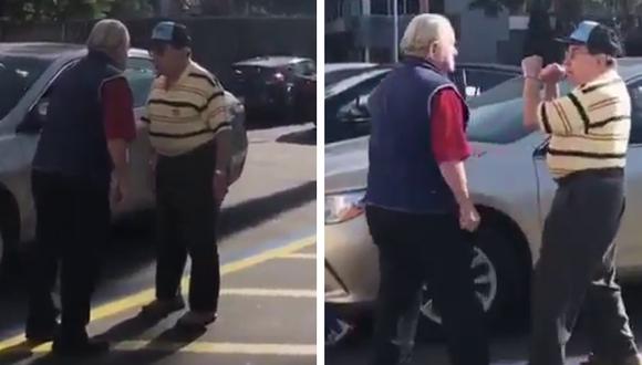 Dos ancianos protagonizaron un tenso encuentro en un estacionamiento. (Foto: theCHIVE en Facebook)