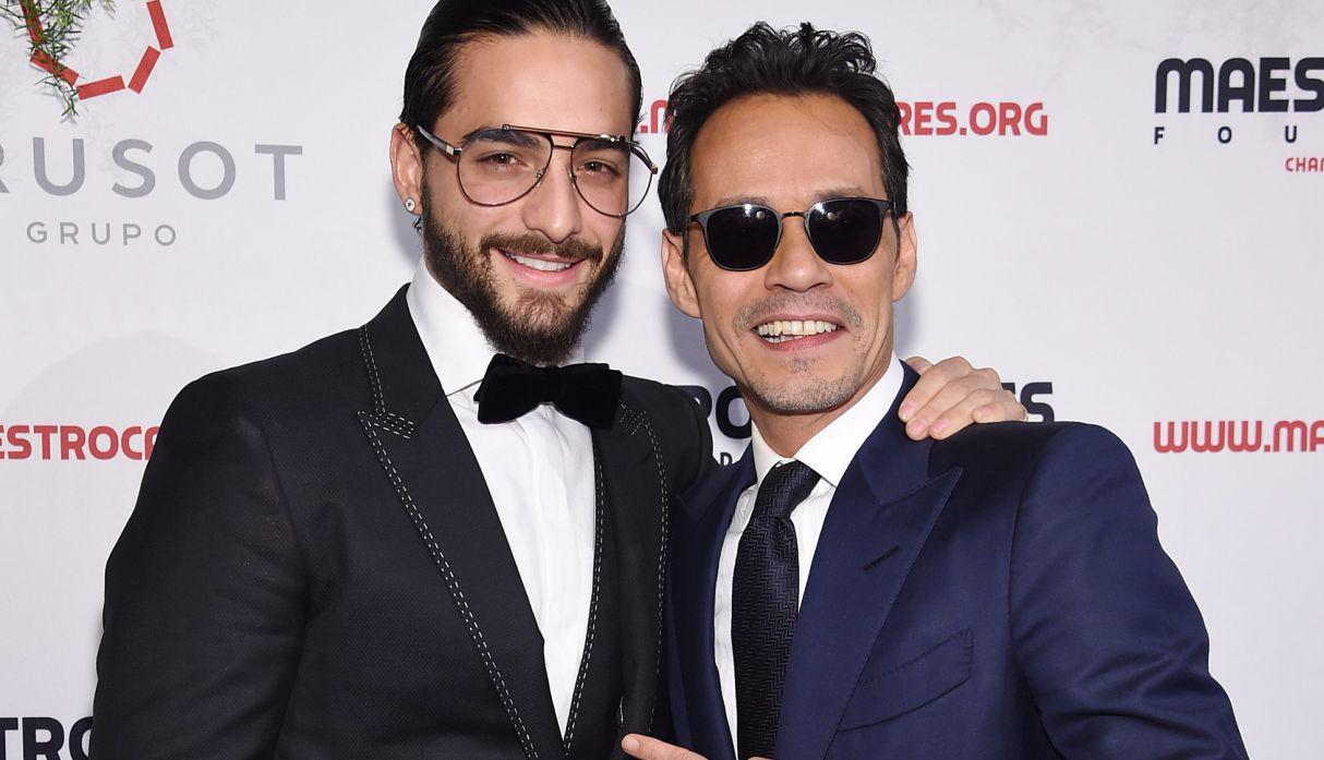 Maluma y Marc Anthony tuvieron emotivo reencuentro en Colombia. (Foto: AFP)