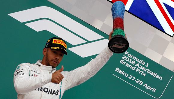 ¡Lewis Hamilton ganó el GP de Azerbaiyán! El británico es líder en la Fórmula 1. (Foto: AFP)