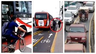Conductores invaden ciclovía en la Av. Túpac Amaru y ponen en peligro a ciclistas | VIDEO