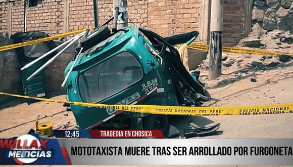 Un mototaxista murió tras ser arrollado por furgoneta en la zona de Sauce Grande, en Chosica. (Foto: Willax Noticias)