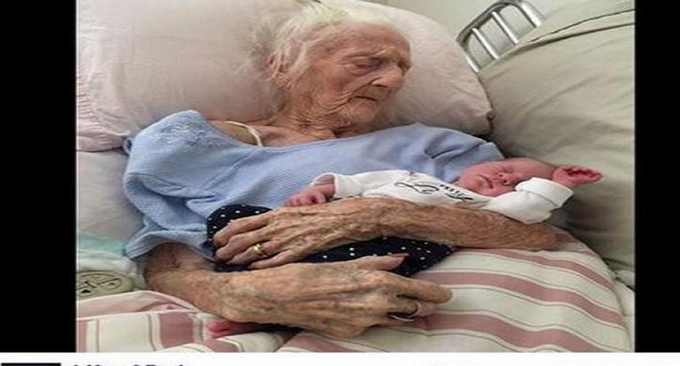 Foto de una anciana y un bebé causa revuelo. ¿Por qué?. (Foto: difusión)