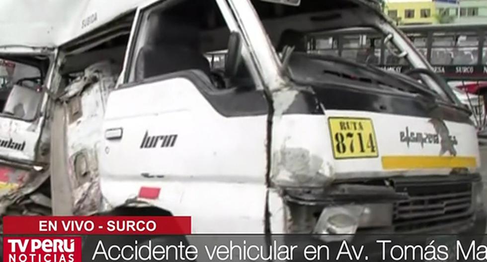 El choque en Surco dejó 12 heridos, uno de ellos de consideración. (Foto: TV Perú)