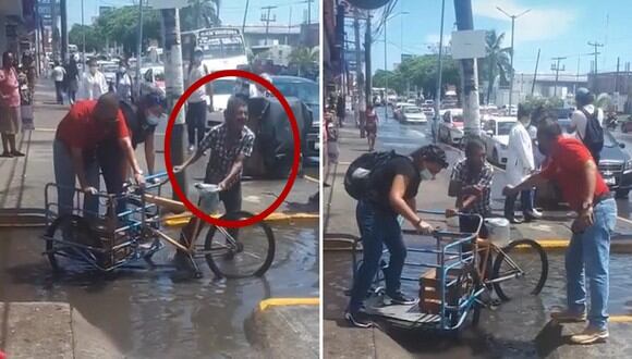 Un triciclero se volvió viral en TikTok por aprovechar una oportunidad de negocio ante un aniego. | FOTO: @tonyjardines90 / TikTok