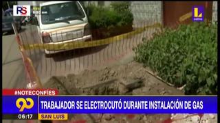 Instalador de gas se electrocutó durante excavación en San Luis