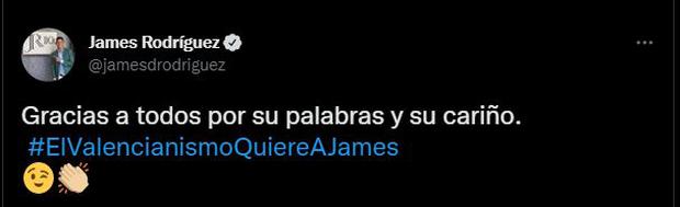 James Rodríguez contestó a la afición de Valencia. (Foto: Captura)