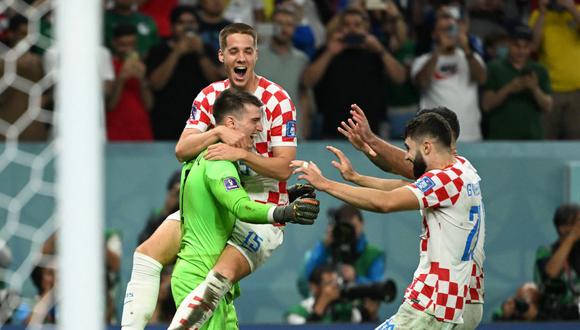 El portero Livakovic atajó tres penales en la tanda para eliminar a Japón. (Foto: AFP)