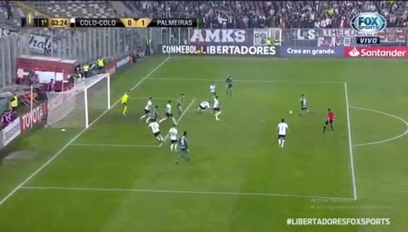 Colo Colo y Palmeiras se miden por los cuartos de final de la Copa Libertadores. Bruno Henrique anotó un golazo en apenas dos minutos de juego (Foto: captura de pantalla)