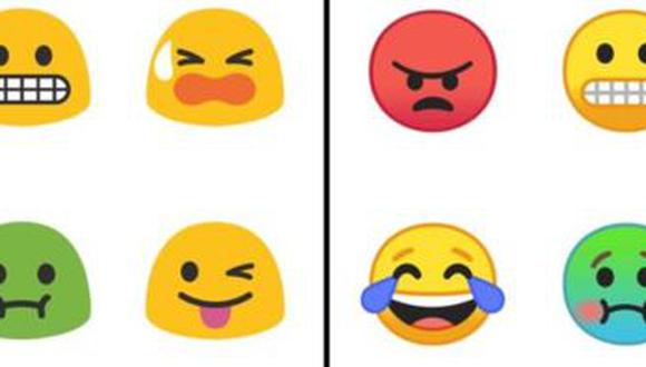 A la izquierda: los antiguos emojis de Google. A la derecha: los nuevos emojis de Android.
