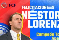 Selección Colombia felicitó a Néstor Lorenzo tras su título con Melgar
