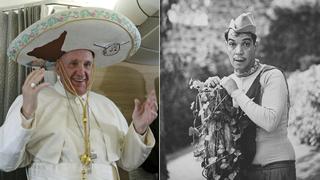 Papa va a México con sombrero charro y hablando de Cantinflas