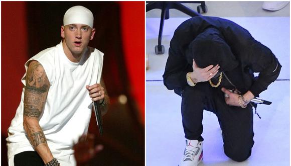 En 2017, Eminem también defendió a las víctimas del racismo, tras expresiones del entonces presidente Donald Trump. (Foto: composición con imágenes de AFP)