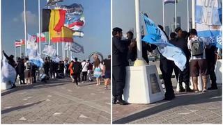 Hinchas argentinos izan estandartes en un banderazo: la guardia civil qatarí intervino | VIDEO