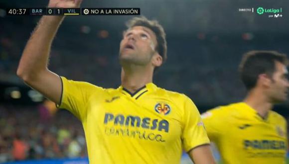 Gol de Alfonso Pedraza para el 1-0 de Villarreal vs. Barcelona. (Captura: Movistar LaLiga)