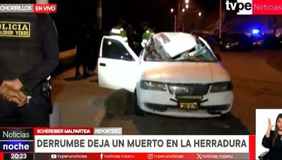 Una mujer murió aplastada por roca de 70 kilos que cayó en su vehículo. (Foto: TV Perú)