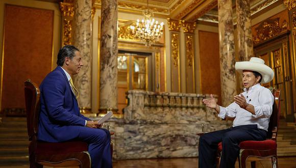 La entrevista de Pedro Castillo a Fernando del Rincón, en CNN en Español, fue el primer diálogo entre el mandatario con una medio internacional. (Foto: Presidencia)