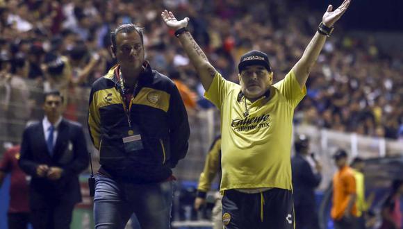 Diego Maradona actualmente dirige al Dorados de México (Foto: AFP)