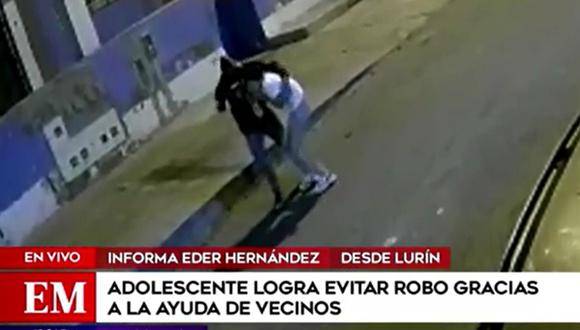 Las cámaras de seguridad de Lurín captaron a un sujeto que intentaba asaltar a un menor de edad. (Foto: Captura / América Noticias)