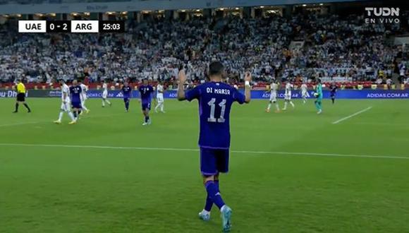 Gol de Di María para el 2-0 de Argentina vs. Emiratos Árabes Unidos. (Foto: TUDN)