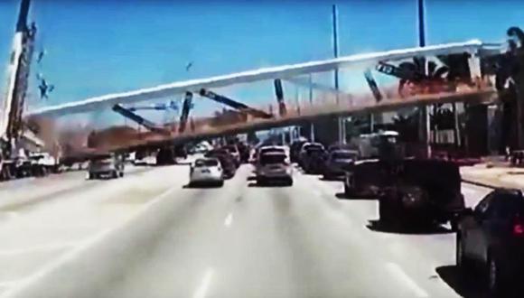 YouTube | Conductor grabó el momento exacto de la caída del puente de Miami. (Foto: Captura)