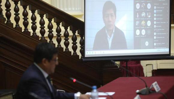 Zamir Villaverde respondió la tarde de este martes 17 de mayo, frente a la Comisión de Fiscalización del Congreso. Foto: Comisión de Fiscalización