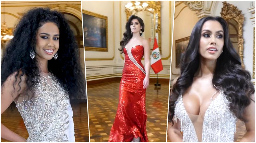 De izquierda a derecha, María Fernanda Bernaola, Ariana Coll y Camila Escribens; tres de las participantes del Miss Perú 2021. Foto: Miss Perú.