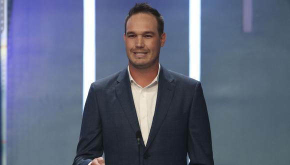 George Forsyth, candidato presidencial por el partido Victoria Nacional, a favor de la reelección de congresistas y alcaldes. (Foto: América TV)