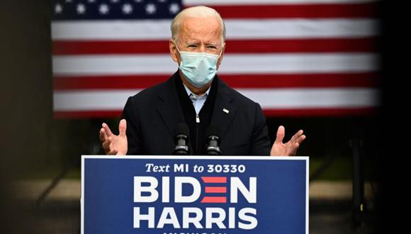 El candidato presidencial demócrata y exvicepresidente estadounidense Joe Biden durante un evento de campaña en Grand Rapids, Michigan. (Foto: AFP / JIM WATSON).