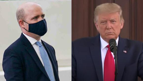 El presidente de Estados Unidos, Donald Trump, intentó que el reportero Jeff Mason se quite la mascarilla para conversar con él durante una conferencia de prensa. (REUTERS/Sarah Silbiger - Captura de video/YouTube).