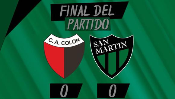 Colón igualó 0-0 frente a San Martín de San Juan por la Superliga Argentina. | Foto: San Martín