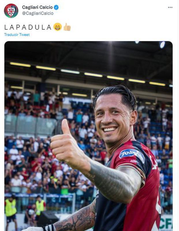 La publicación de Cagliari tras el estreno con gol de Gianluca Lapadula.
