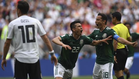 El joven delantero de México dio la gran sorpresa ante Alemania con un potente remate al primer poste de Neuer. El partido abrió el telón del Grupo F en Rusia 2018. (Foto: AFP)