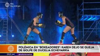 Karen Dejo molesta por golpe que Ducelia le propició en juego 'Boxeadores'