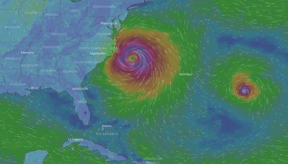 Aunque pasó a ser una tormenta tropical, María aún registra  vientos sostenidos de 59 km/h con ráfagas de 69 km/h, indicó el NHC. (windy.com)