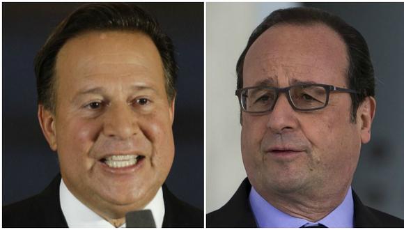 El presidente de Panam&aacute;, Juan Carlos Varela, y el de Francia. (Foto: AP/Reuters)