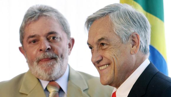 El expresidente de Chile, Sebastián Piñera (derecha), y el presidente de Brasil, Luiz Inácio Lula da Silva, durante una reunión en el Palacio de Itamaraty en Brasilia, el 9 de abril de 2010. Piñera se encuentra en una visita de dos días a Brasil | FOTO/Julia MACEDO / AFP