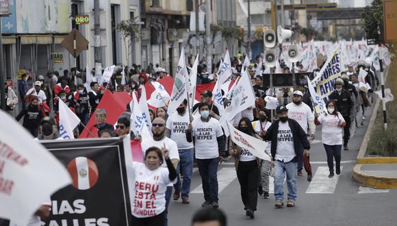Mypes realizan marcha hacia Palacio de Gobierno para exigir el Ejecutivo medidas que ayuden a la reactivación económica. (Foto: Anthony Niño de Guzmán/ @photo.gec)