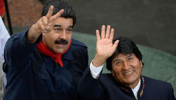 El presidente boliviano Evo Morales fue uno de los pocos en acompañar a Nicolás Maduro en su segunda posesión.