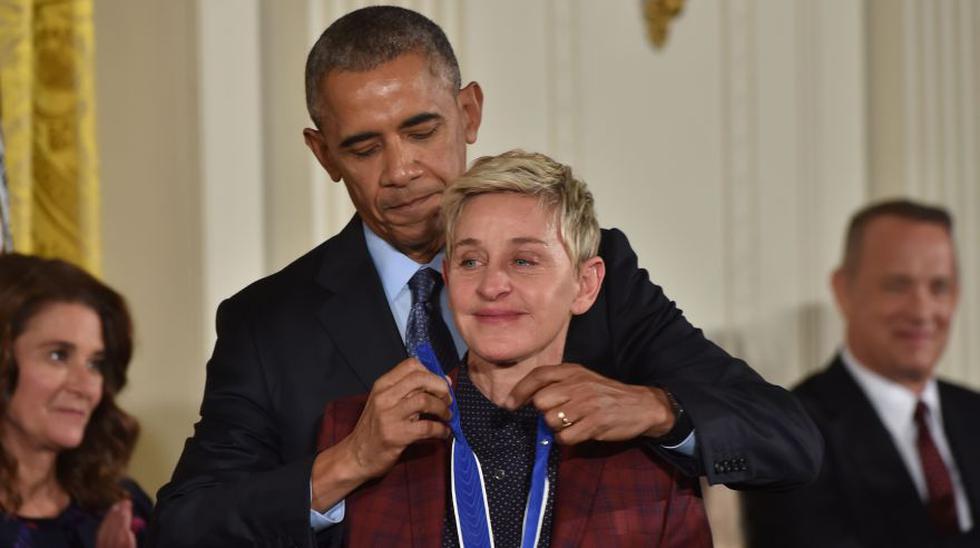 El presidente de EE.UU., Barack Obama, llen&oacute; hoy de estrellas la Casa Blanca para su &uacute;ltima ceremonia de entrega de la Medalla de la Libertad. En la imagen, la actriz y comediante Ellen DeGeneres luce visiblemente emocionada. (Foto: AFP)