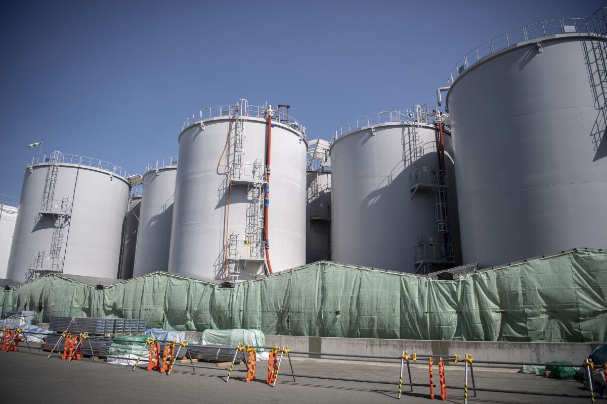 This photo taken on March 5, 2022 shows storage tanks for treated contaminated water at the Fukushima nuclear power plant.  (Photo: AFP)