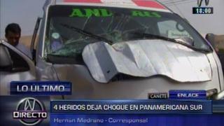Panamericana Sur: 4 heridos en choque de dos minivan en Cañete