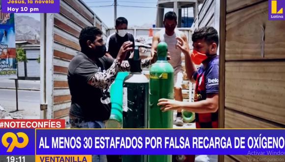 Las personas estafadas exigen que les devuelven sus balones de oxígeno para salvar las vidas de sus familiares afectados por el COVID-19. (Latina)